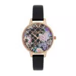 Olivia Burton Orologio Analogico al Quarzo da Donna con Cinturino in Pelle Nero - Ob16Gh11