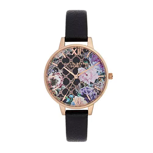 Olivia Burton Orologio Analogico al Quarzo da Donna con Cinturino in Pelle Nero - Ob16Gh11