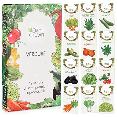 OwnGrown Sementi Orto - 12 Varietà Kit Semi di Ortaggi per Giardino