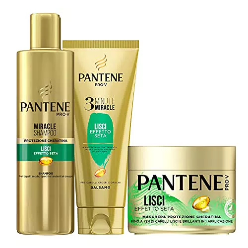 Pantene Pro-V Lisci Effetto Seta: Shampoo + Balsamo Capelli 3 Minute Miracle + Maschera Capelli