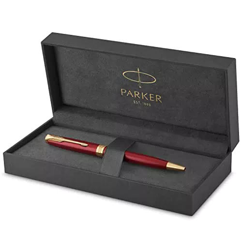 PARKER Sonnet Penna a Sfera, Laccatura di Colore Rosso con Finiture in Oro
