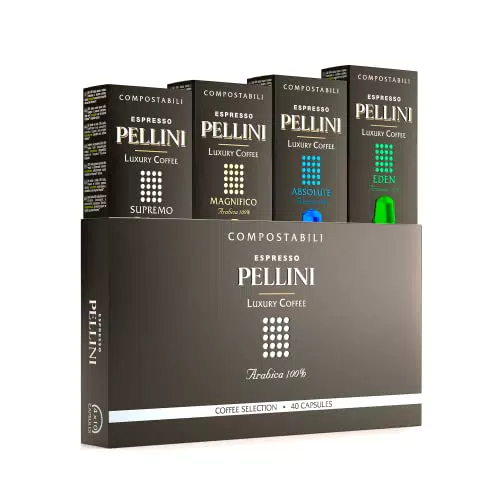Pellini Espresso Luxury Coffee Gift Box 40 Capsule Compostabili E Compatibili Nespresso - 200 Gr