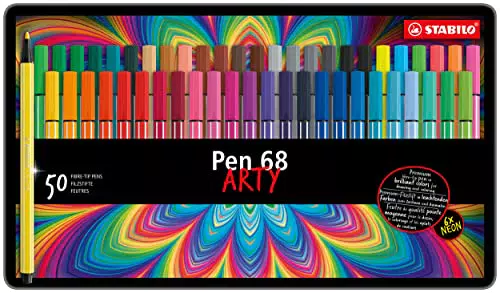 Pennarello Premium - STABILO Pen 68 - Scatola in Metallo da 50 - Colori assortiti