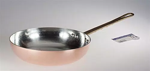 Pentole Agnelli Linea Rame Padella con Manico in Rame Liscio, Marrone, 24 cm