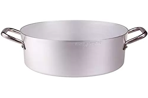 Pentole Agnelli PCMX0440 Casseruola Alta in Alluminio con 2 Maniglie in Acciaio Inossidabile, 25 Litri, Argento