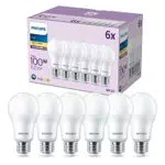 Philips LED Lampadina, Luce Bianca Calda, 100W, E27, 6 Pezzi