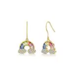 PHNIBIRD Orecchini Arcobaleno Oro Orecchini Donna Argento 925 con Zircone Lunghi Orecchini Pendenti Regalo Donna