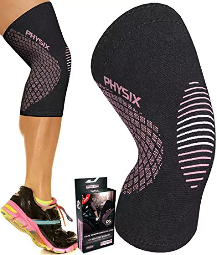 Physix Gear Sport Ginocchiera ortopedica a compressione - Fascia ginocchio sportiva da uomo e donna per calcio