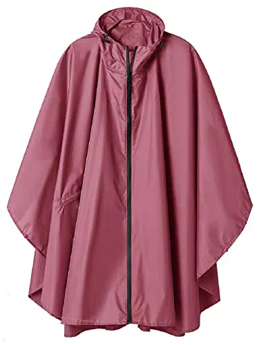 Poncho Pioggia Impermeabile per Adulti Multiuso Mantella Antipioggia con Cappuccio Rosa