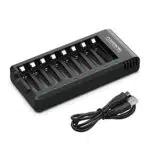 POWEROWL AA AAA Caricabatterie per Pile Ricaricabili 8 Slot Indipendente Ni-MH Ni-CD Ricaricabili Caricabatterie con Indicatore LED