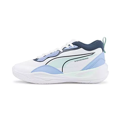 PUMA Playmaker PRO, Scarpe da Basket Uomo, bianco/azzurro, 43