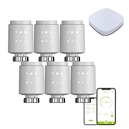 6 Valvole termostatiche smart + 1 Gateway Zigbee