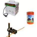 Recinto Elettrico Kit con 1 x Elettrificatore 220V + 1 x Filo 500 mt 6 Mm + 100 pz isolatori per paletti in Ferro