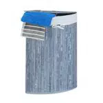 Relaxdays Cesto Porta-Biancheria angolare, con Sacco in Cotone, legno grigio