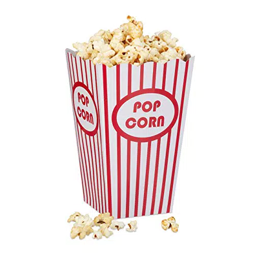 Relaxdays Sacchetti Per Popcorn, 48 Buste, Stile Retro USA