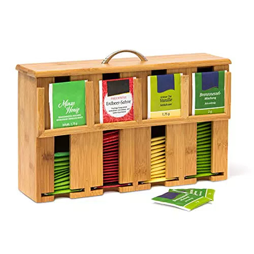Relaxdays Scatola Porta tè e Tisane, 160 Bustine, Organizer per Vari Aromi
