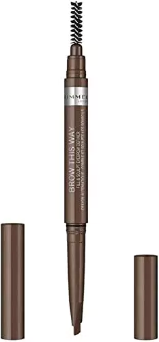 Rimmel London Matita Sopracciglia Fill&Sculpt di Brow This Way - Matita Automatica a Lunga Durata con Pettinino - Dark Brown - 0