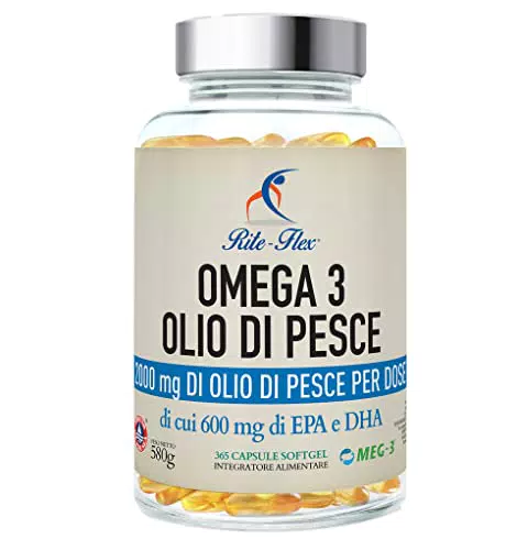 Rite-Flex, Olio di Pesce Omega 3 2000mg, Integratore Alimentare di 600mg EPA e DHA