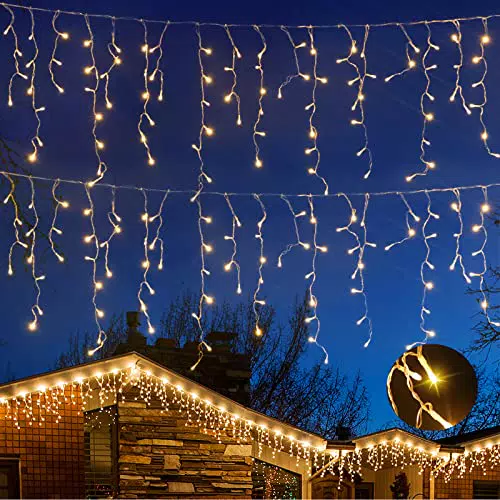 RJEDL Cascata Luci Natale, 360 Leds Tenda Luminosa Esterno cascata