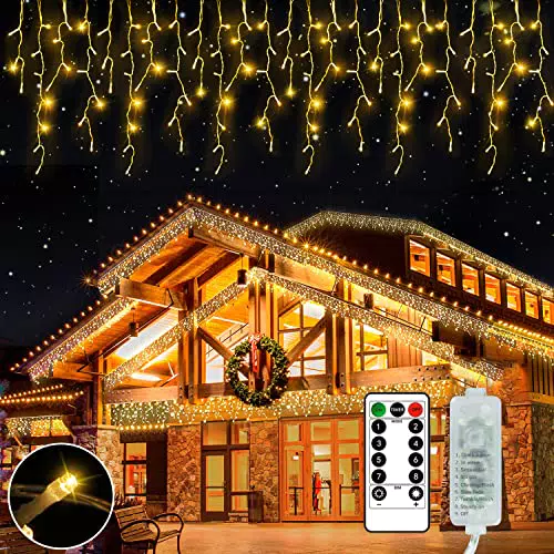 RJEDL Cascata Luci Natale, 480 Leds Tenda Luminosa Esterno cascata