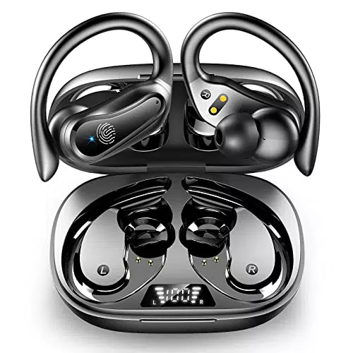 Rulefiss Cuffie Bluetooth Sport Auricolari Bluetooth 5.3 con Mic 42 Ore Cuffie Wireless con Doppio Display LED