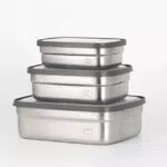 Sageware Set di 3 contenitori salvafreschezza in acciaio inox con coperchio