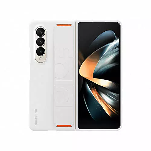Samsung Silicone Grip Cover Custodia con fascia per mano per Galaxy Z Fold4, Bianco