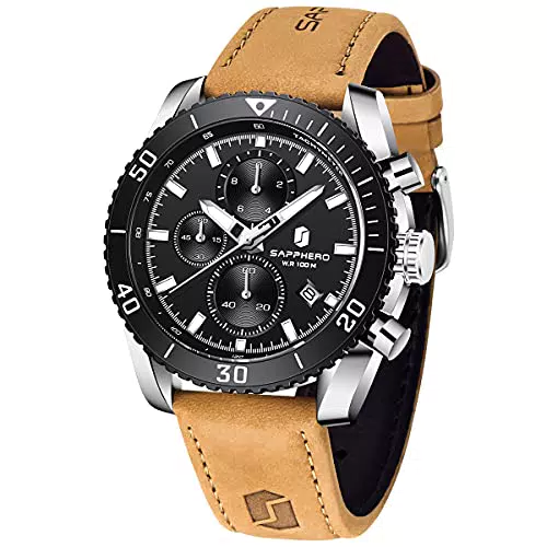 SAPPHERO Orologio Uomo Impermeabile al Quarzo con Calendario Luminoso
