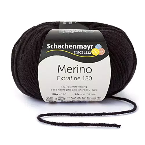 Schachenmayr Merino Extrafine Gomitolo di lana vergine, nero