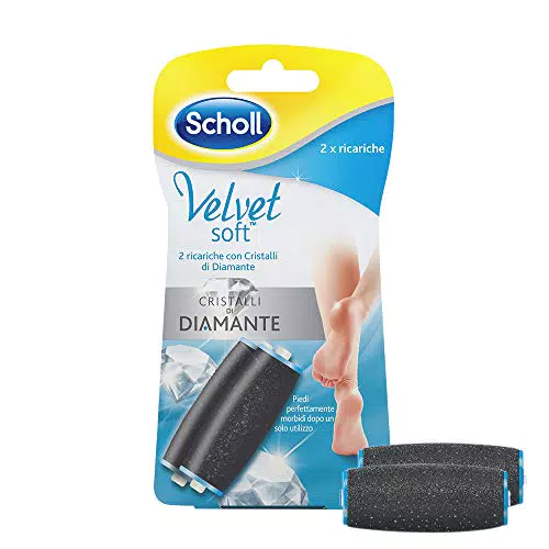 Scholl Velvet Soft, 2 Ricambi con Cristalli di Diamante per il Roll Professionale per Pedicure
