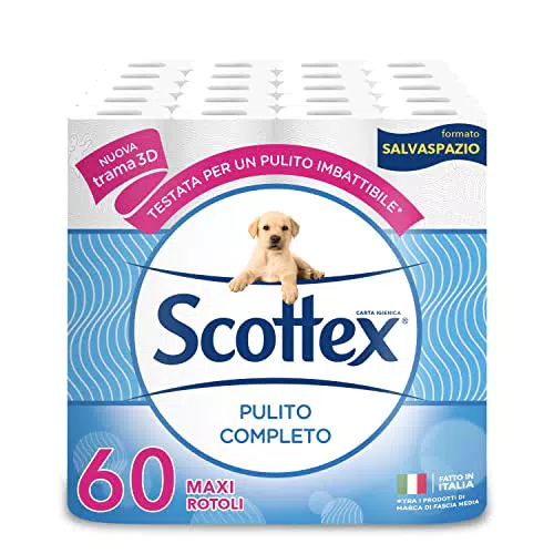 Scottex Carta Igienica Pulito Completo Salvaspazio, 60 Rotoli