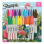Sharpie Pennarelli indelebili | punta fine | Flamingo e colori originali assortiti | confezione da 24