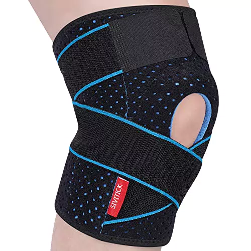 SIVITICK Tutore Ginocchio con Stabilizzatori Laterali Ginocchiera Ortopedica Rotulea Regolabile Supporto Sportiva Neoprene per Legamenti Rotula Menisco Fascia Ginocchio 1 Pezzo