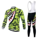 SKYSPER Completo da Ciclismo Uomo Tuta Bici Professionale Maglia Maniche Lunghe Pantaloni Lunghi con 3D Cuscino per Ciclismo MTB Bicicletta Bici da Corsa da Strada