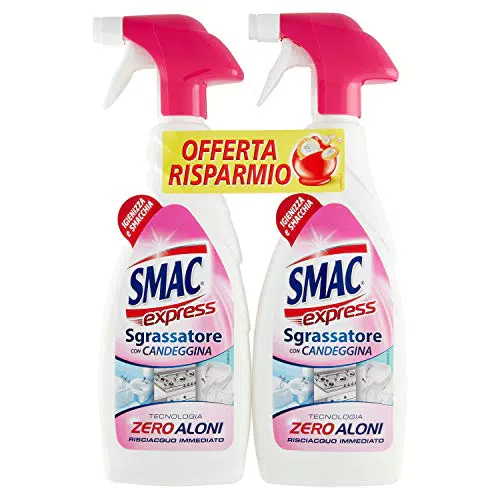 Smac Express - Sgrassatore con Candeggina, con Azione Sgrassante e  Igienizzante, 650 ml x 2 Pezzi