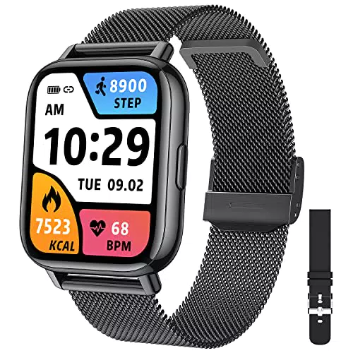 Smartwatch Orologio Fitness Donna Uomo: IP68 Impermeabile Digitale Smart Watch Cardiofrequenzimetro Da Polso Contapassi Calorie Acciaio Sportivo Full Touch 1,69 Pollici Activity Tracker Android ios
