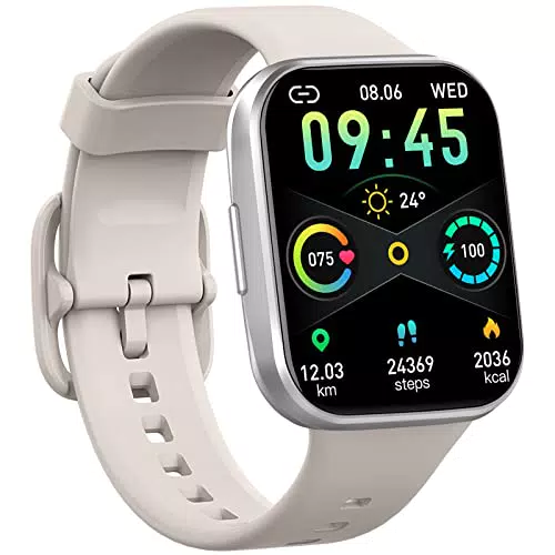 Smartwatch, Orologio Fitness Uomo Donna 1.69" Smart Watch con Contapassi/Cardiofrequenzimetro/SpO2/Cronometro, 25 modalità Sportive - Bianco
