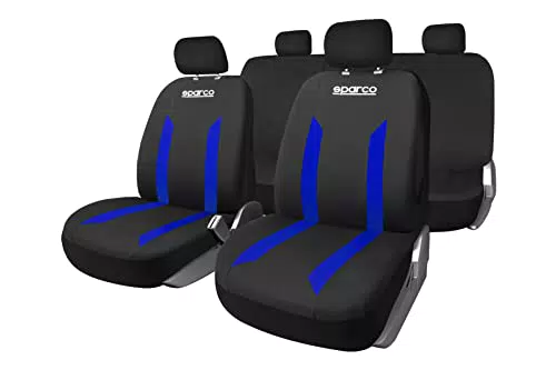Sparco Set Completo di Coprisedili Sabbia Nero/Blu Universali