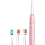 Spazzolino Elettrico Ultrasuoni, Spazzolini Sonico con USB Ricaricabile con 4 testine, rosa