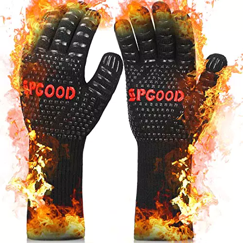 SPGOOD Guanti Barbecue, Guanti BBQ Resistenza al Calore Fino a 800°C