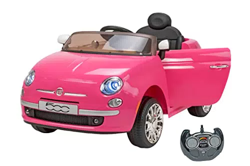 Spidko Fiat 500 Rosa, Auto elettrica per Bambini, con Telecomando e
