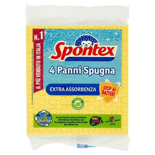 Spontex Panni Spugna, Colori Assortiti, 4 Pezzi
