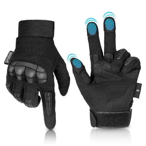 SPORWAY  Guanti da Moto Touchscreen, L, nero