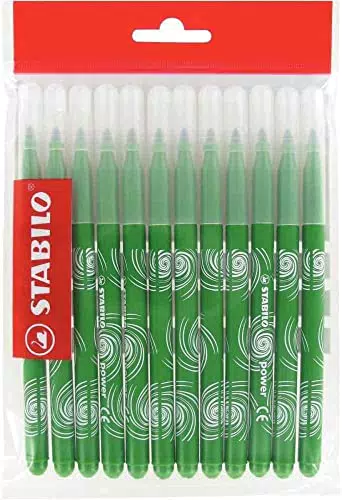 Stabilo Power  Ricarica Schoolpack di 12 pennarelli, punta media verde