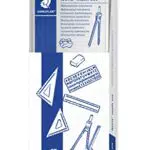 Staedtler kit di strumenti per le prime lezioni di matematica: matita, temperino, compasso, righello, squadre, goniometro