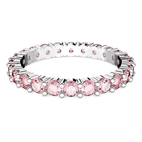 Swarovski Matrix Anello, con Zirconia Swarovski a Taglio Tondo, Taglia 52, Rosa
