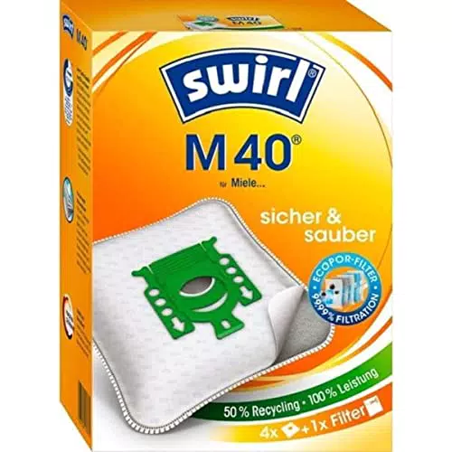 Swirl M40 - Sacchetti per aspirapolvere Miele, confezione da 4