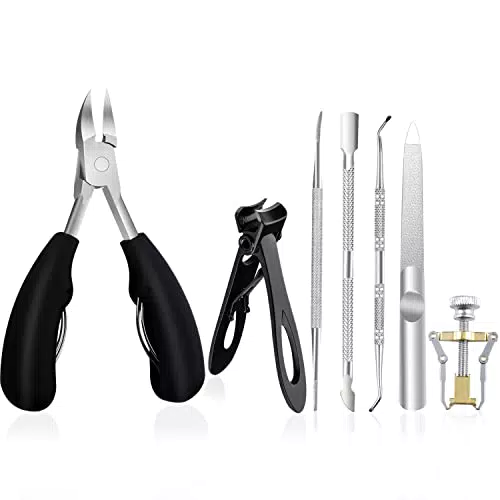 Tagliaunghie Professionale, set 7-Piece Strumento tronchesino unghie piedi Trimmer e Nail File antiscivolo Taglia Unghie con Easy Grip Manico di gomma per gli uomini Donne Anziani Professionali