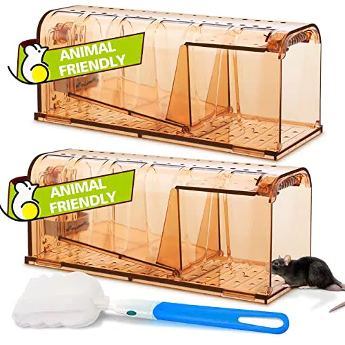 TAKRINK 2 Pezzi Trappole per Topi Interno Trappola per Roditori Nessuna Uccisione Riutilizzabile con Foro d'Aria Sicuro per Bambini e Animali Domestici per Uso Interno ed Esterno per Piccoli Roditori