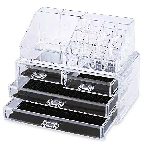 TEMPO DI SALDI Organizzatore Per Cosmetici Con 4 Cassetti Make Up Accessori Bagno Trasparente
